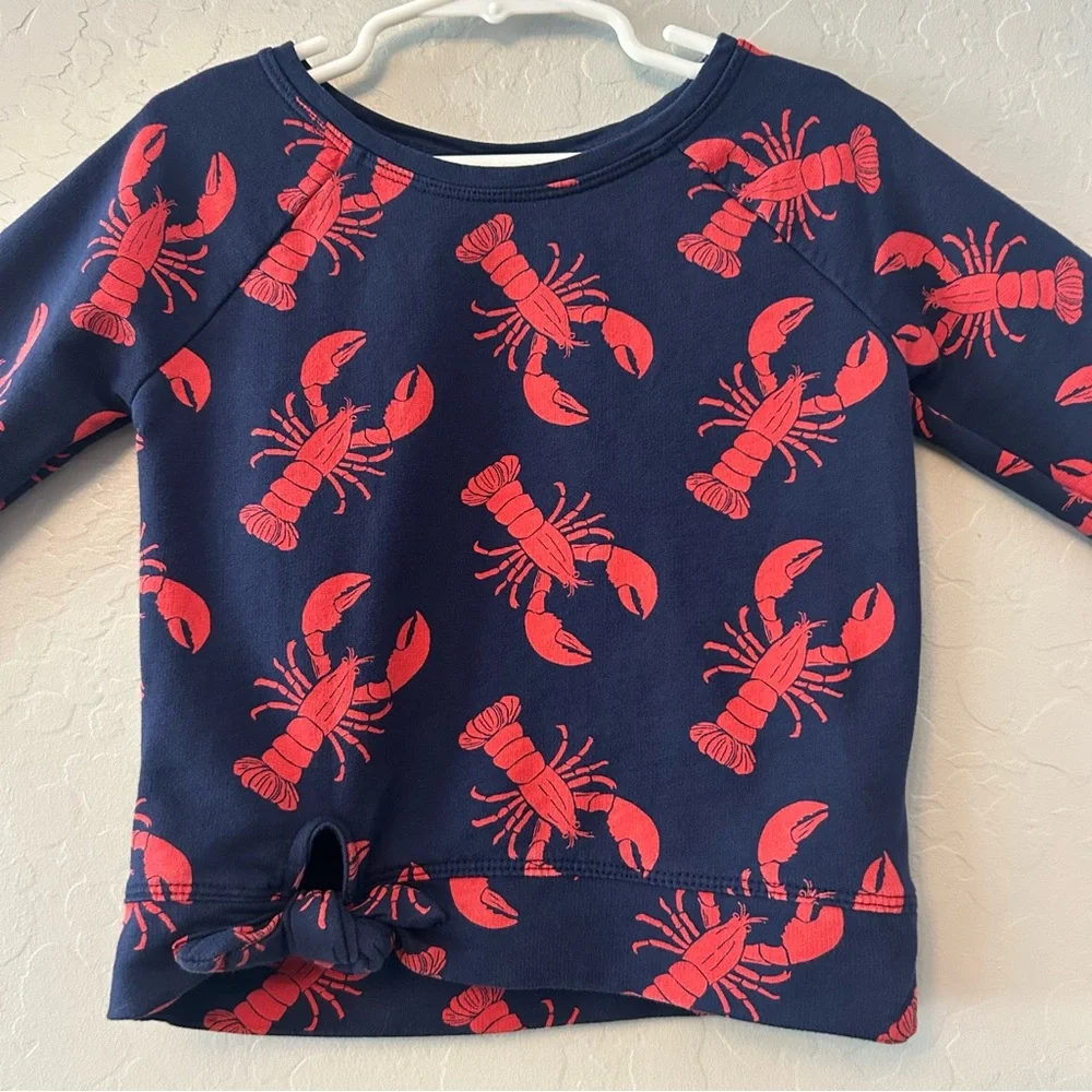 Old Navy long sleeve navy blue and red lobster print sweatshirt size 3T